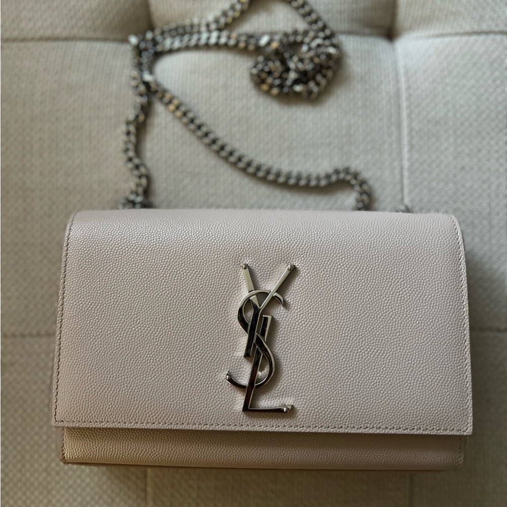 YSL small Kate bag in Blush color